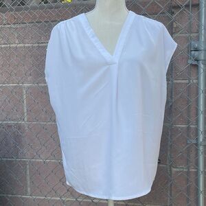 Banana Republic Cap Sleeve Blouse V-Neck Semi-Sheer Womens Size Medium